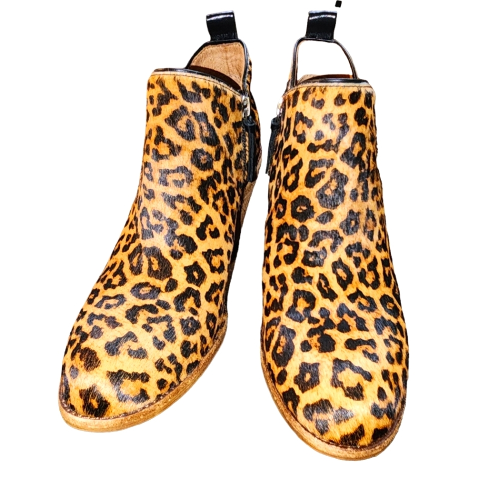 Sofft Tamela Leather Cow Hide Leopard Print Boots